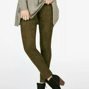 NWT Faux Suede Seamed Leggings Army Green